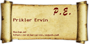 Prikler Ervin névjegykártya